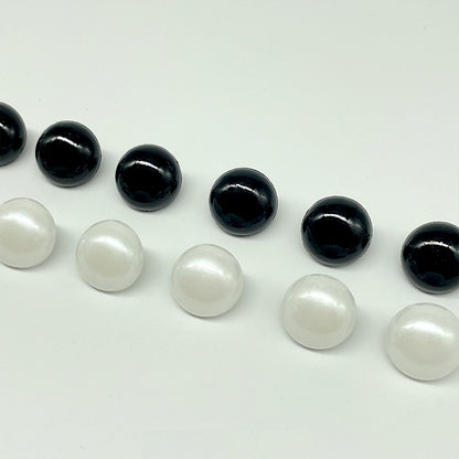 7.5 - 30mm Black and White Plastic Mushroom Buttons with Shanks for Sewing