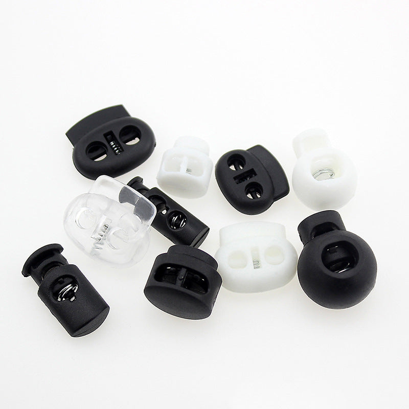 540Pcs Plastic Cord Locks For Drawstrings Double Hole Spring Stopper Fastener Slider Toggles End