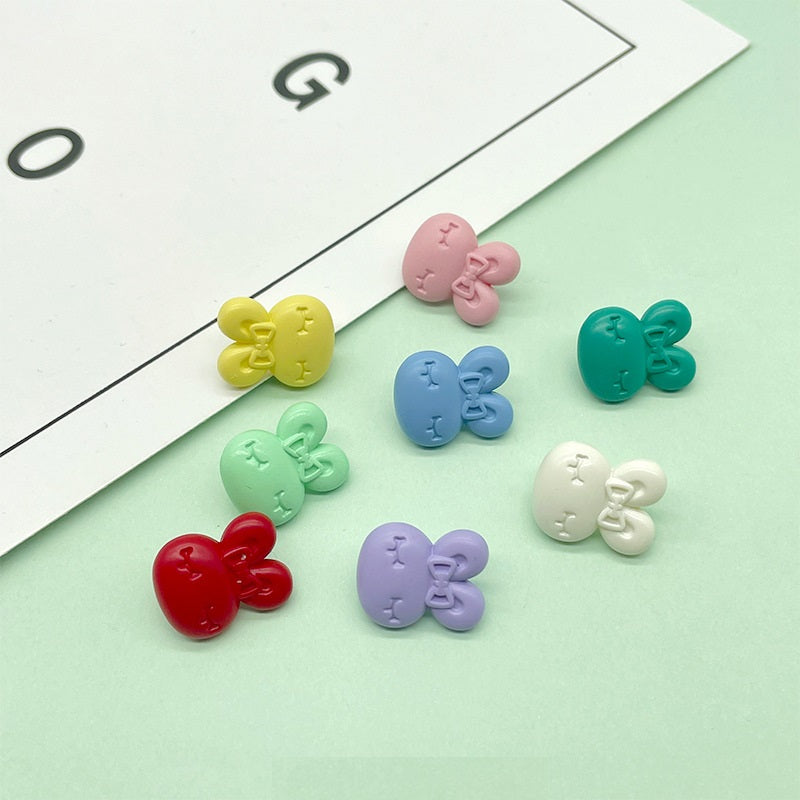 16.5mm 3D Bunny-Shaped Colorful Plastic Buttons for Children's Clothing 200 Pack