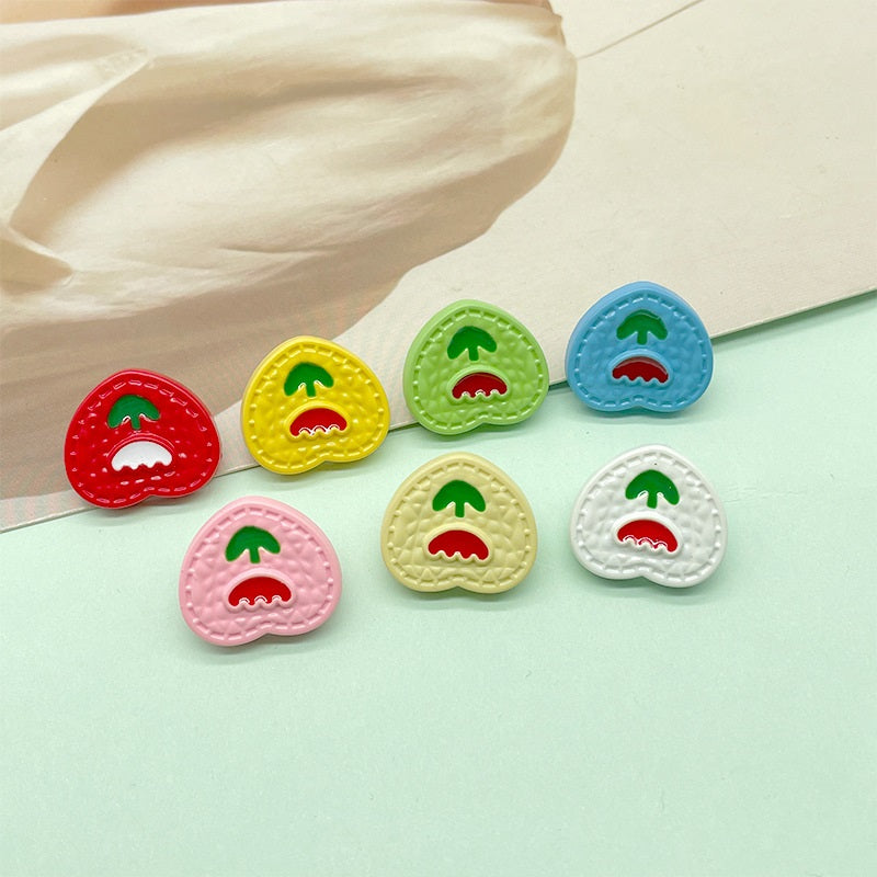 18/21.5mm Colorful Cartoon Heart-Shaped Plastic Buttons for Children's Clothing 196 Pack