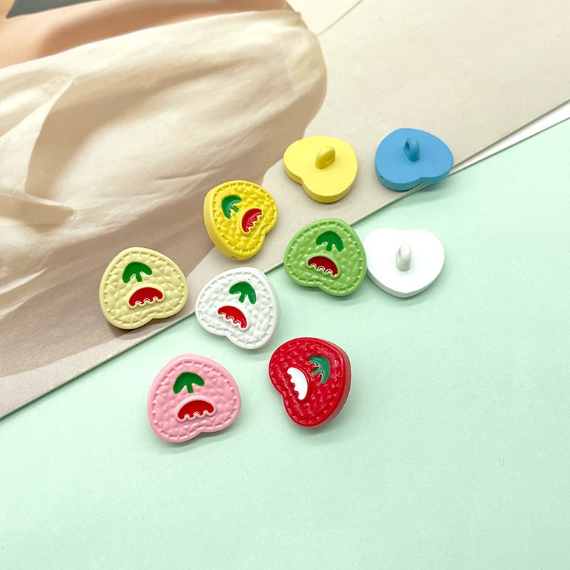 18/21.5mm Colorful Cartoon Heart-Shaped Plastic Buttons for Children's Clothing 196 Pack