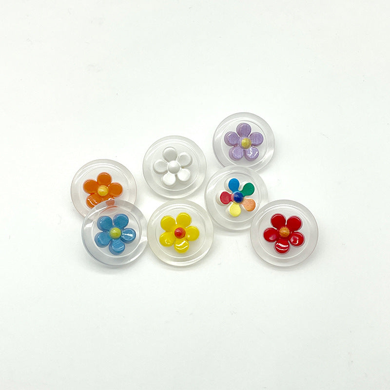 18mm Round Transparent Two-Tone Flower Plastic Shank Buttons for Children's Clothing 40PCS