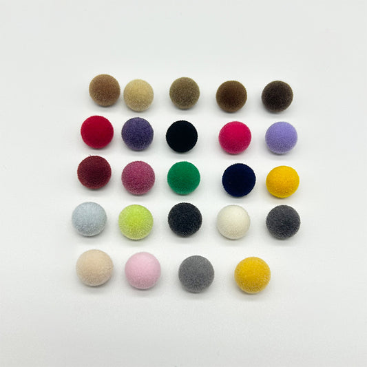 10mm Colorful Flocked Resin Mushroom Buttons with Metal Shanks for Knitwear 120 Pack