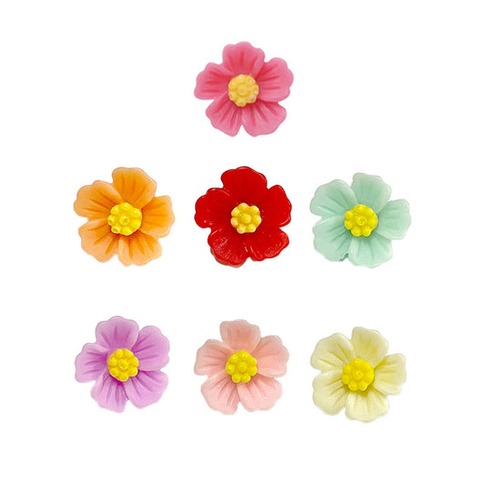 Botões de Costura Plásticos em Forma de Flor Coloridos de 14mm com Pinos - Pacote de 210