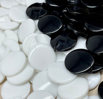 10mm-34mm Black and White Resin Concealed-Hole Bread Buttons for Various Clothing