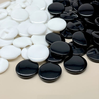 10mm-34mm Black and White Resin Concealed-Hole Bread Buttons for Various Clothing