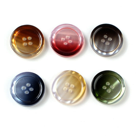 15-25mm Round Gradient Color Four-Hole Pearlized Resin Buttons for Sweaters Coats 40pcs