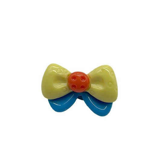 18mm Yellow and Blue Cartoon Bow Resin Buttons with Metal Shanks 50pcs