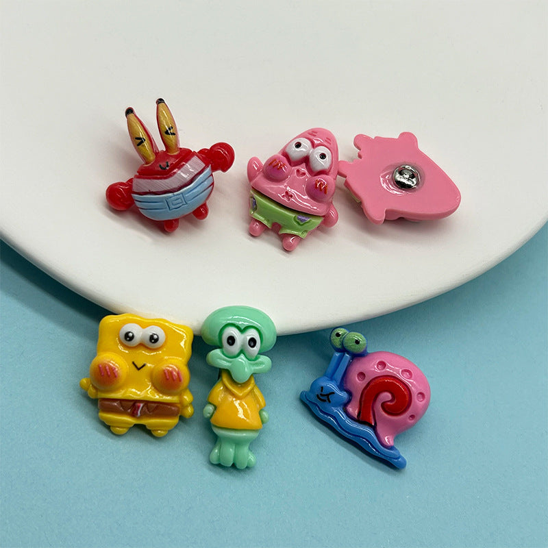 Cartoon SpongeBob Patrick Gary Resin Buttons with Metal Shanks for Children's Shirt 50 Pack