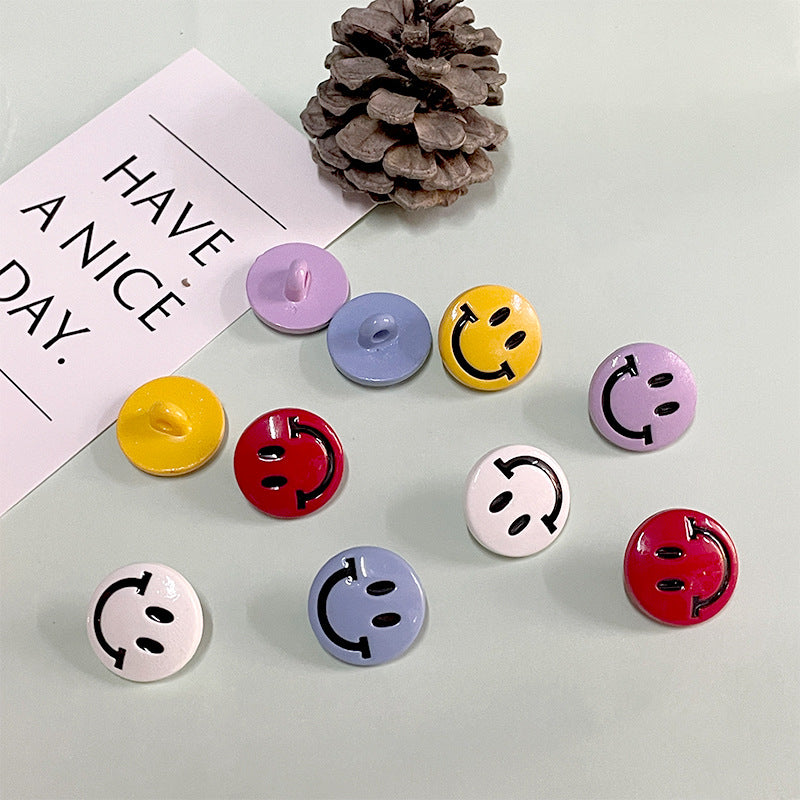 18mm Cartoon Smiley Face Buttons with Shanks for Children's Tops 200 Pack