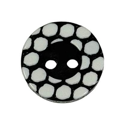 13mm Runde Polka Dot Svart og Hvit To-Hulls Harpiks Knapper for Skjorter 50stk