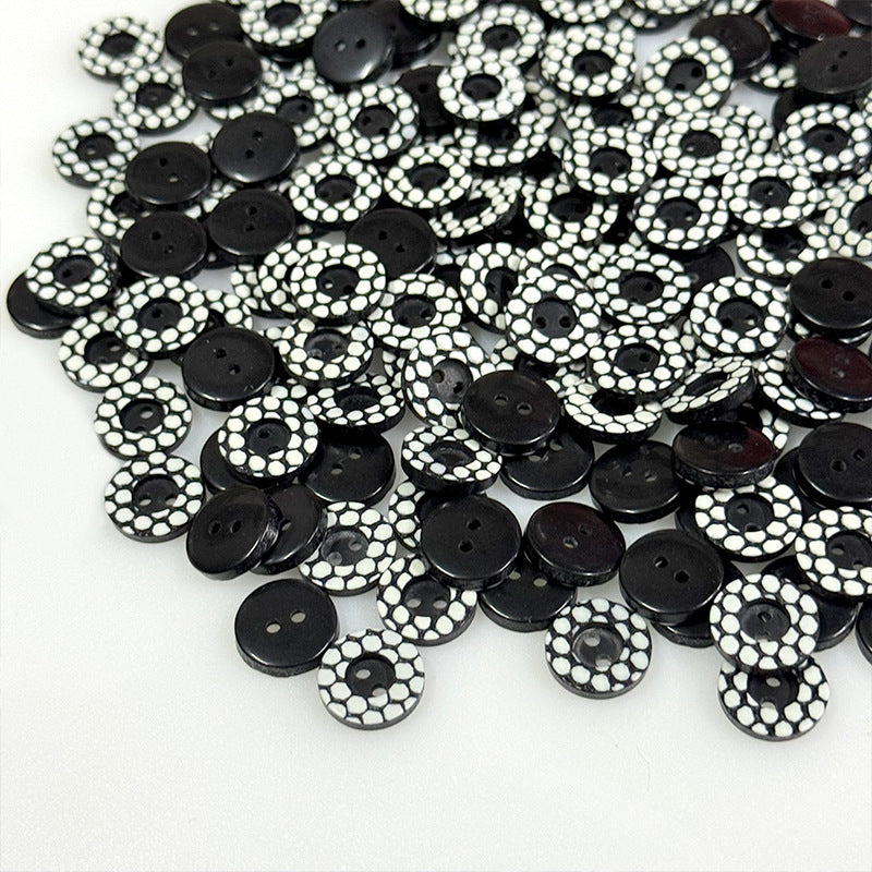 13mm Ronde Polka Dot Zwart en Wit Twee-Gat Hars Knopen voor Overhemden 50st.