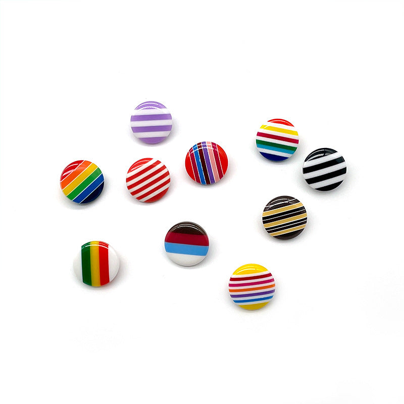 14mm Colorful Striped Round Resin Shank Buttons for Children's Shirt Sweater 50 Pack