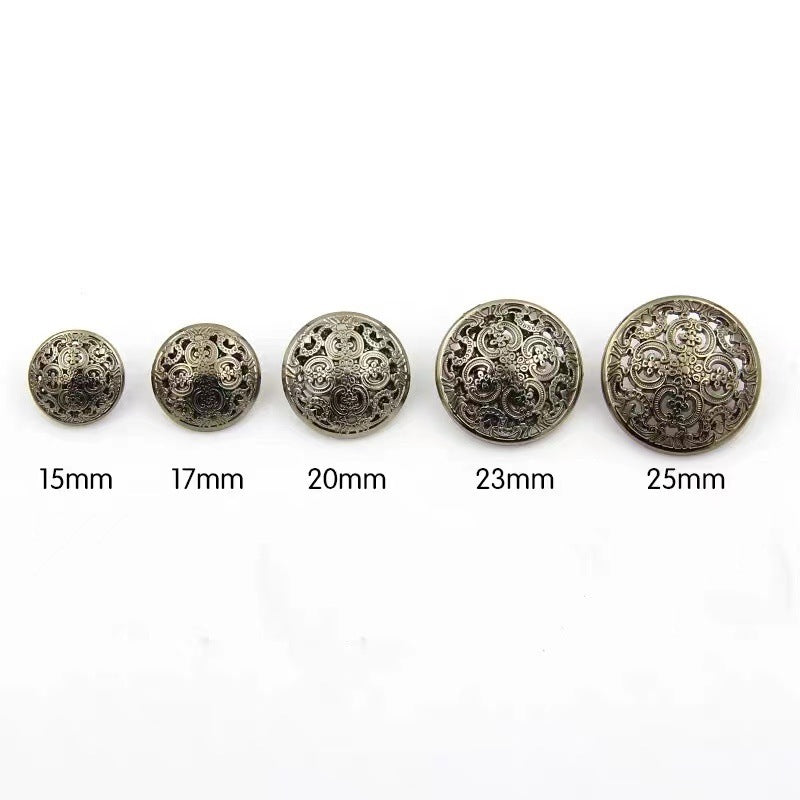 Boutons en métal creux de style palais vintage 15-28mm pour manteaux, 20 pièces