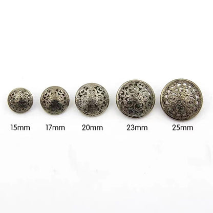 15-28mm Paleisstijl Vintage Metalen Holle Schacht Knopen voor Jassen 20 stuks