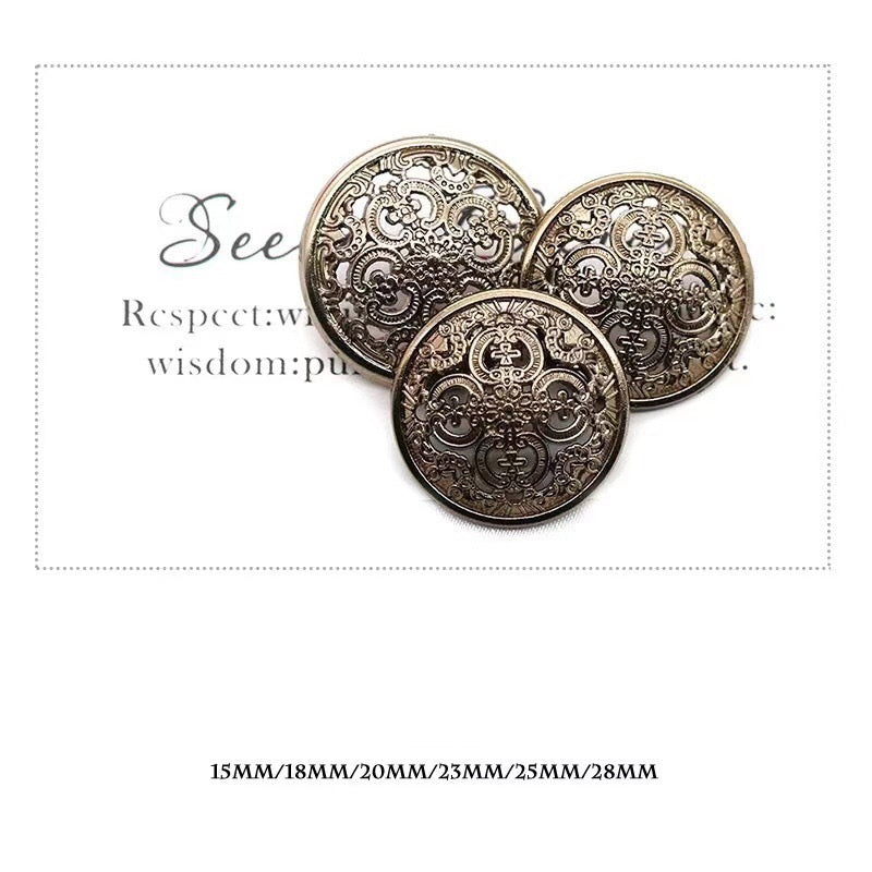 15-28mm Palace-Style Vintage Metal Hollow Shank Buttons for Coats 20pcs