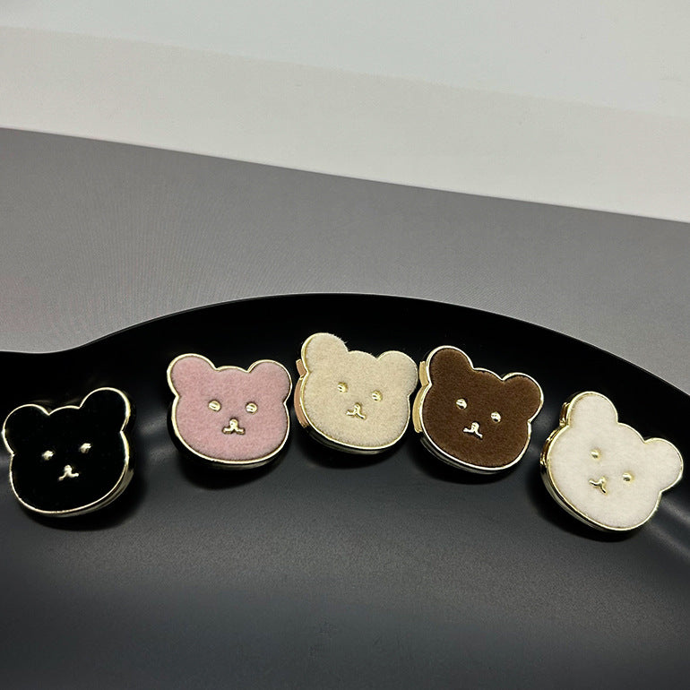 23mm Teddy Bear Flannelette-Faced Metal Buttons with Shanks for Coats 12PCS