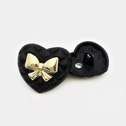 Botones de metal en forma de corazón con patrón de diamante negro, 20 piezas