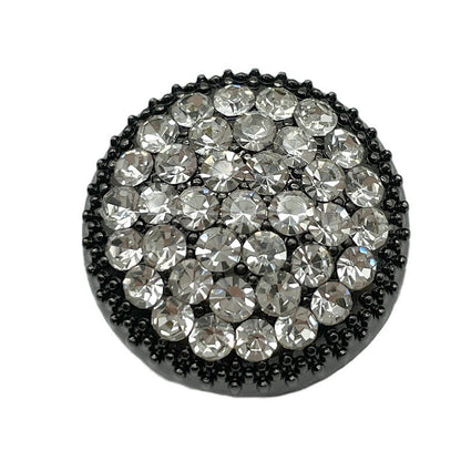 Botões Metálicos Redondos de 18/23/25mm com Cristais de Rhinestone Brancos, Pretos e Vermelhos - Pacote de 50