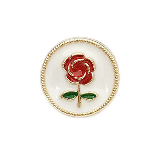 Boutons en métal peints à l'huile vintage ronds blancs roses de 12,5 mm pour chemises et pulls, 20 pièces