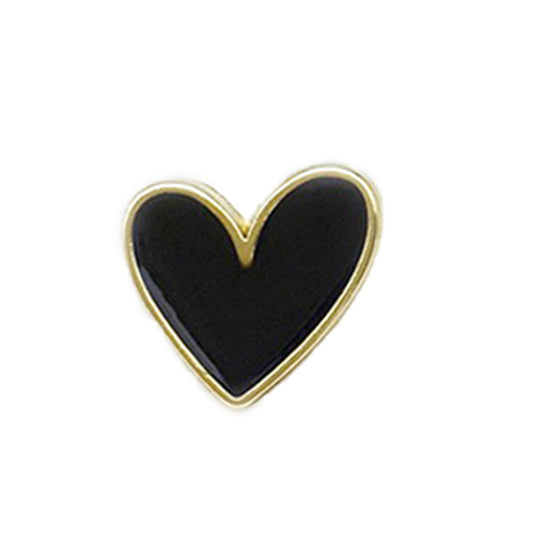 12.5mm Black White Heart-Shaped Oil-Painted Metal Buttons for Shirt Cuffs 40pcs