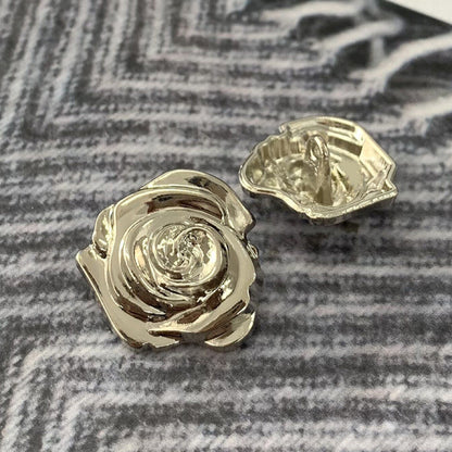 Botones de metal 3D de flor vintage rosa para coser a mano de 15/18/23mm para suéteres 50pcs