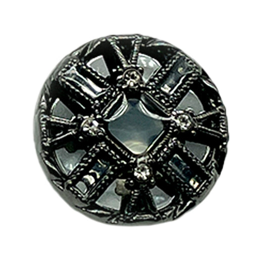 Boutons en métal creux de 18/20/23/25 mm avec strass or argent noir mat 50 pièces