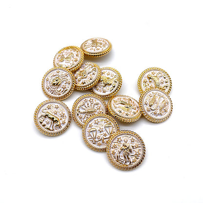 Boutons ronds en métal doré à tige de 17/25 mm Douze Constellations pour tricot - Pack de 48