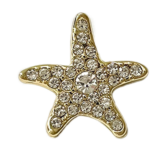 Botones de metal con forma de estrella de mar dorada de diamante de 20 mm para prendas de abrigo, 50 piezas