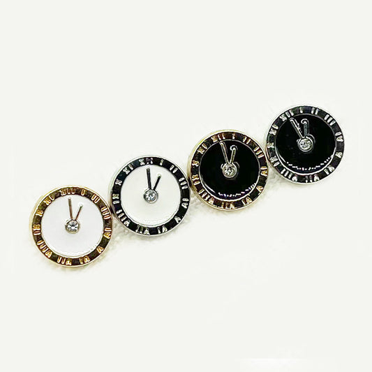 12mm Round Clock Diamond and Enameled Metal Buttons for Shirt Cuffs 100 Pack