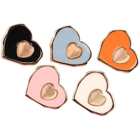 18/23/25mm Metal Heart-shaped Sewing Buttons Colorful Cat's Eye Stone 50 Pack