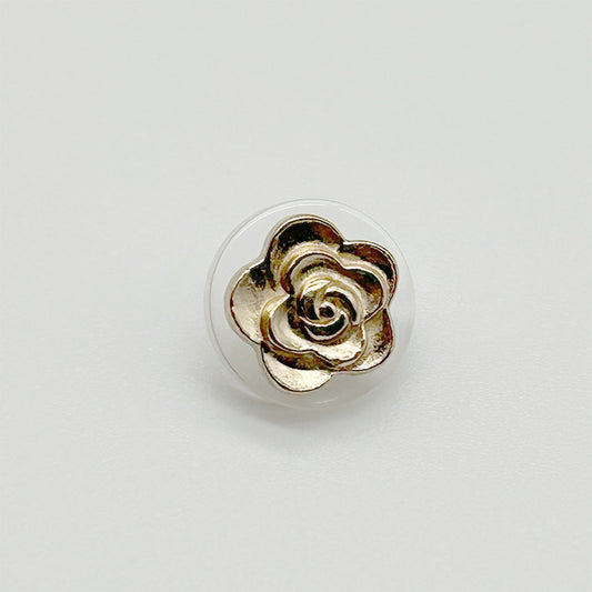 10mm Golden Camellia Transparent Resin Metal Buttons for Shirt Cufflinks 40pcs