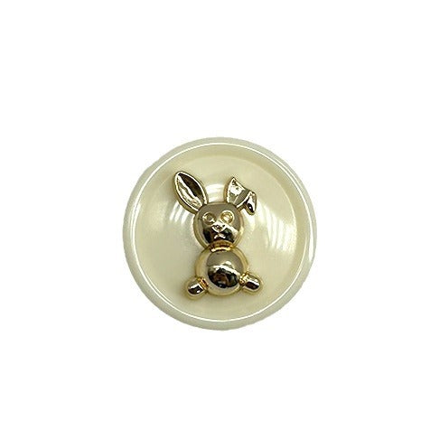 17.5/21mm Rabbit Round Metal Resin Alloy Dual-Tone Buttons 50pcs