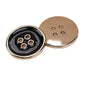 Round 4 Hole Metal Buttons Gold Silver Edge Black White Enamel 50pcs