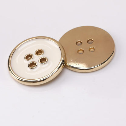 Round 4 Hole Metal Buttons Gold Silver Edge Black White Enamel 50pcs