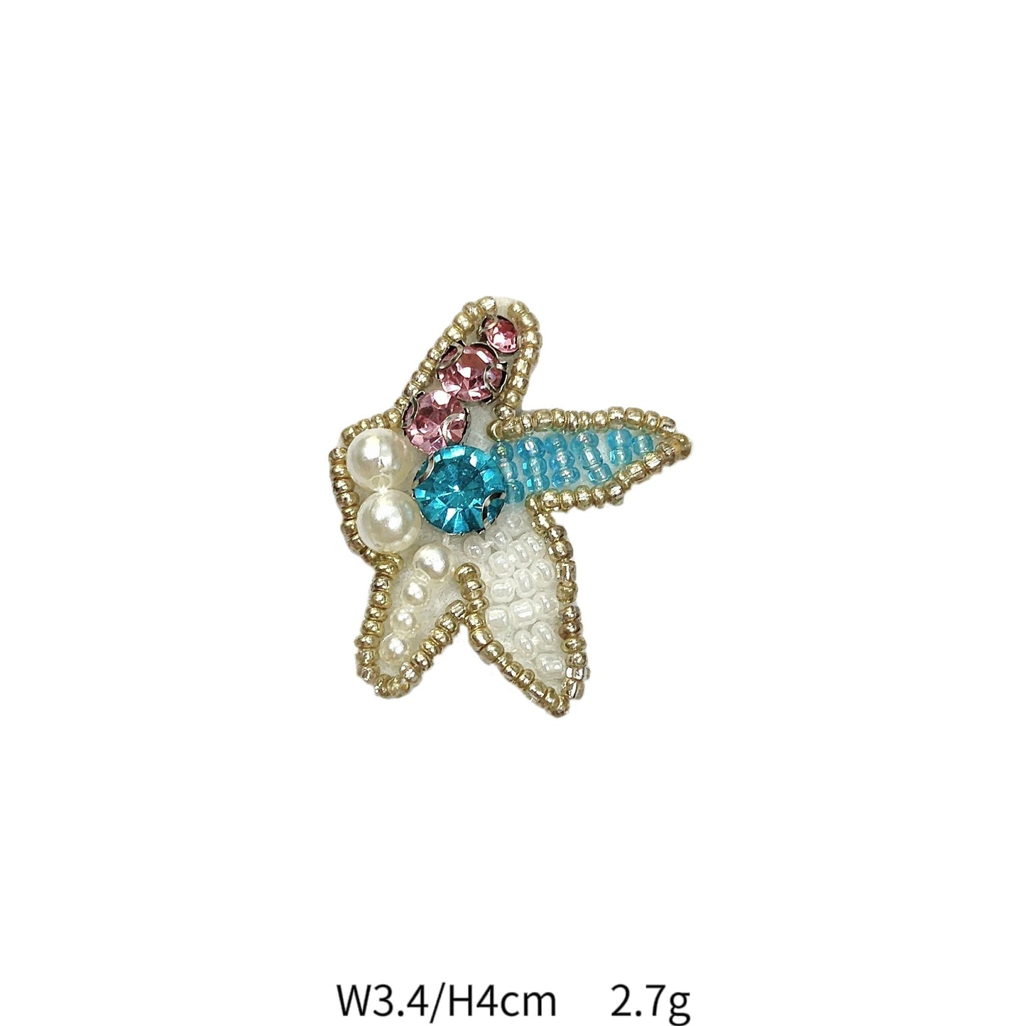 Aplique de Estrela do Mar e Medusa com Strass para DIY - Embellishment de Roupa - Pacote de 7