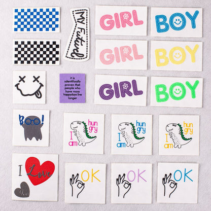 GIRL BOY OK Ábécé Patches: Ideális leértékelt dzsekikhez 19 db