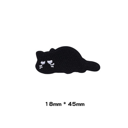 Patches Bordados de Gato Preto Pequeno Auto-Adesivos 10 Pacote