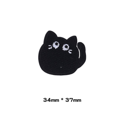 Patches Bordados de Gato Preto Pequeno Auto-Adesivos 10 Pacote