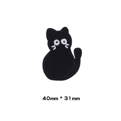 Patches Bordados de Gato Preto Pequeno Auto-Adesivos 10 Pacote