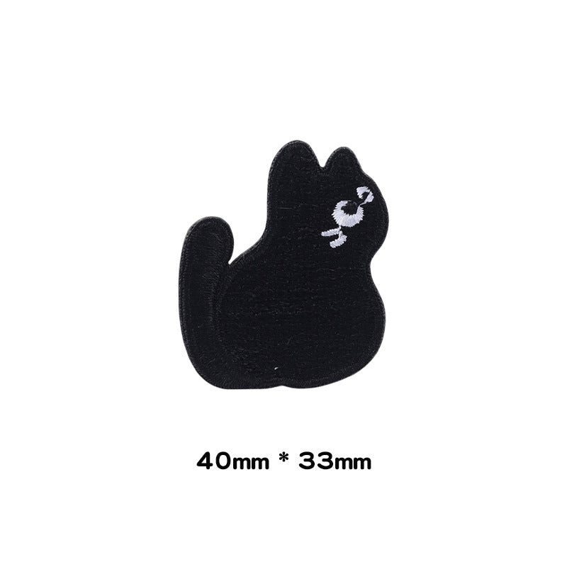 Patches Bordados de Gato Preto Pequeno Auto-Adesivos 10 Pacote