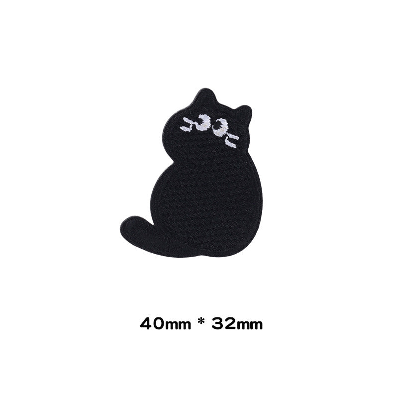 Patches brodés autocollants Petit Chat Noir 10 pièces