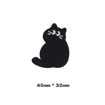 Patches Bordados de Gato Preto Pequeno Auto-Adesivos 10 Pacote