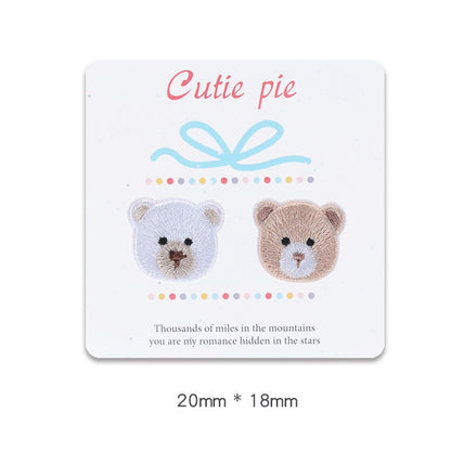 Patch en tête d'ours en peluche auto-adhésif de 20 mm pour vêtements, pack de 6