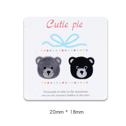 Patch en tête d'ours en peluche auto-adhésif de 20 mm pour vêtements, pack de 6