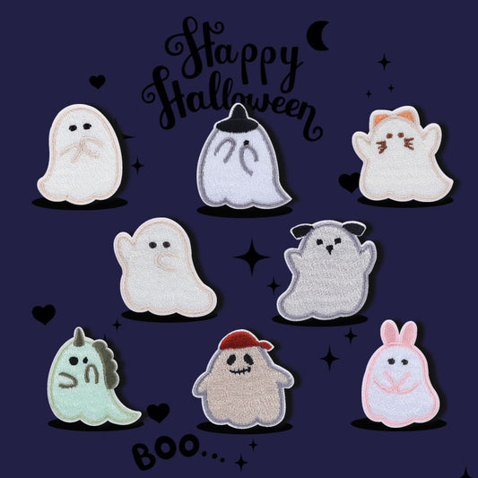 Selbstklebende Halloween Geist Bestickte Patches 8 Stück