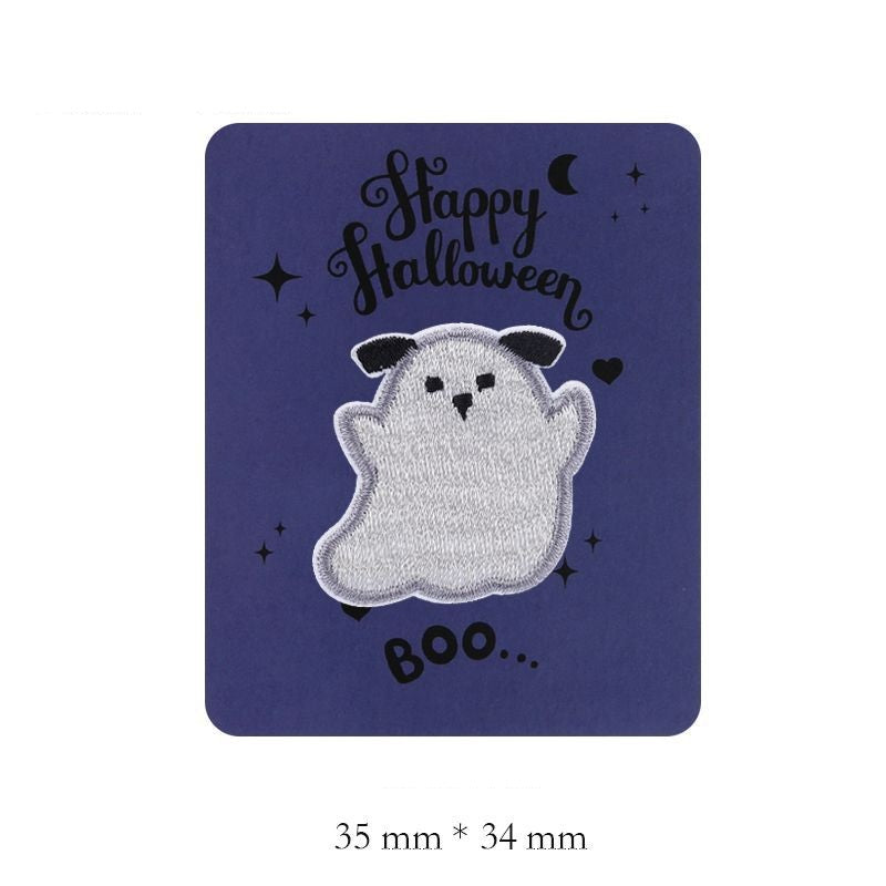 Self-Adhesive Halloween Ghost Embroidered Patches 8pcs