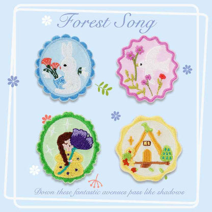 ''Chanson de la Forêt'' Patch Brodé Autocollant 4pcs