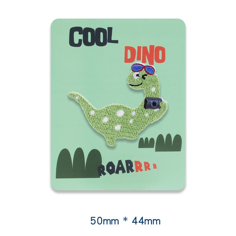 Diversión Rugiente: Parche Bordado de Dinosaurio Autoadhesivo 4pcs