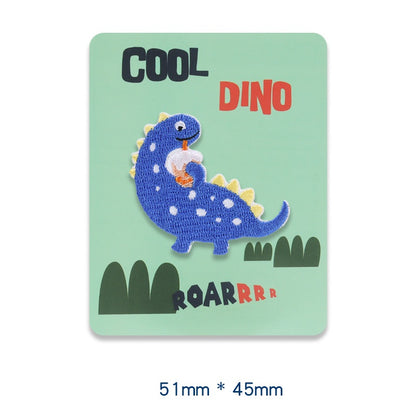 Diversão Rugidora: Patches Bordados de Dinossauro Autocolantes 4pcs